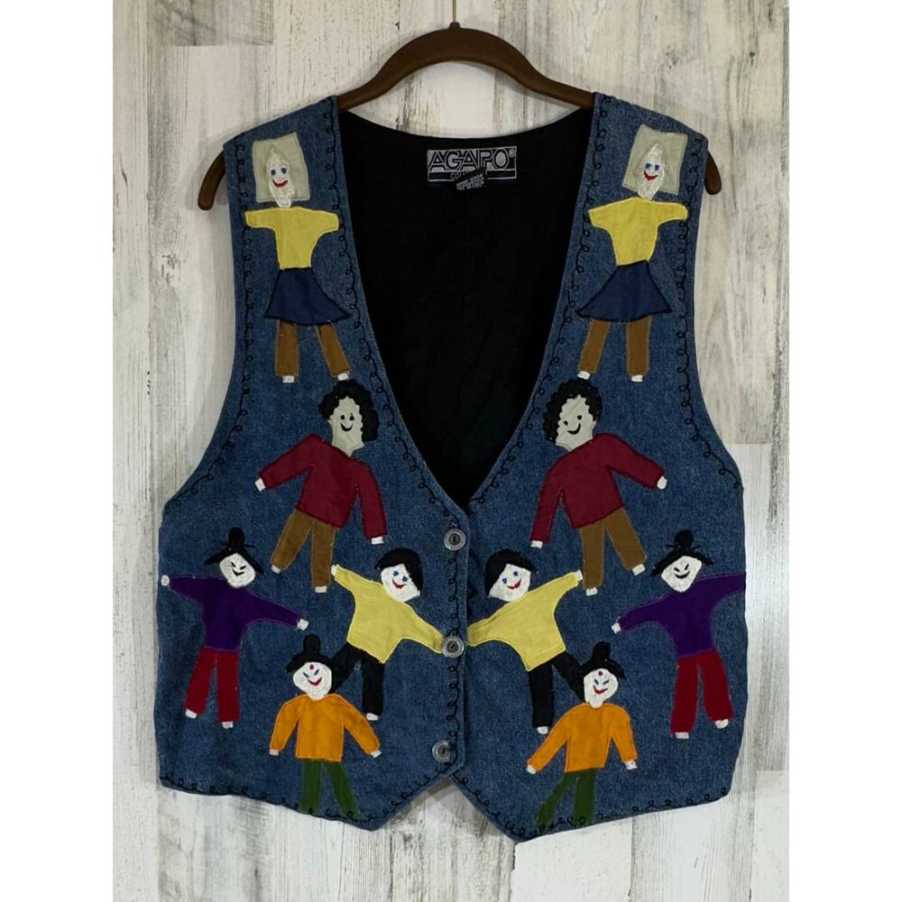 Agapo Collection Vest Size Large Appliquéd Embroidered Children Whimsical‎ READ